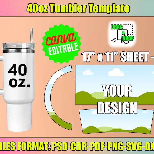 40oz Tumbler Template Svg, Sublimation tumbler Wrap Template, 40oz Tumbler Wrap Template, Canva Editable, Svg For Cricut, Instant Download