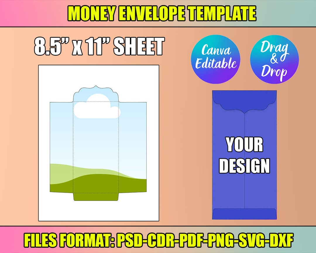 Money Envelope Template, Case Envelope Cut File, SVG, Canva Editable ...