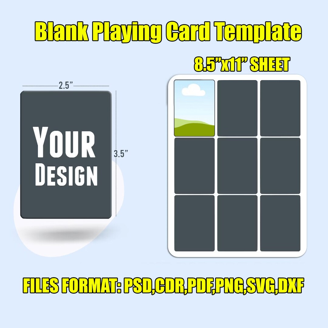 Blank Playing Card Template, Poker Card Template, Editable Trading Card