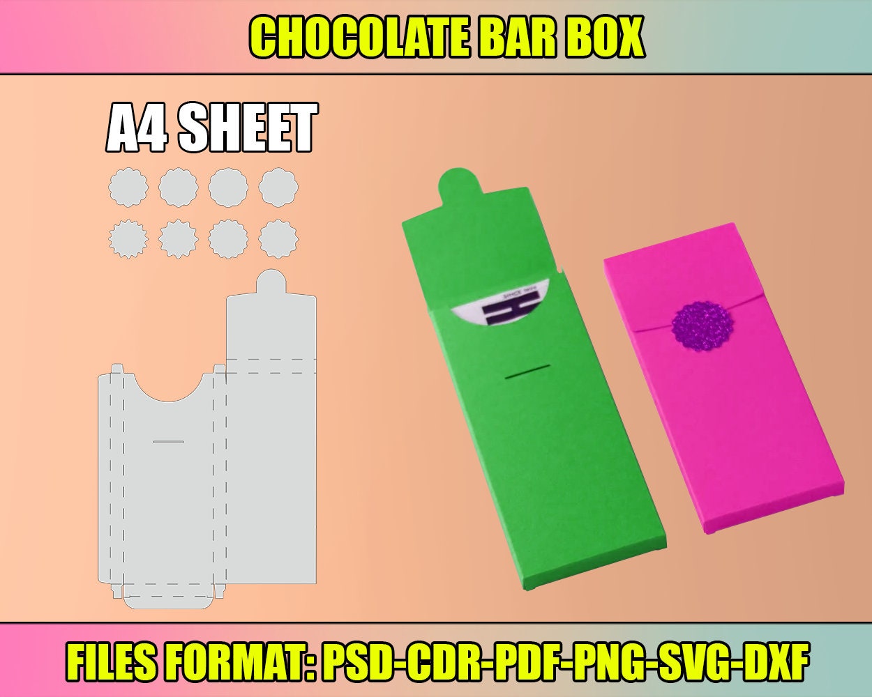 Chocolate Bar Box SVG, Candy Bar Template, Favor Box Template, Cricut ...