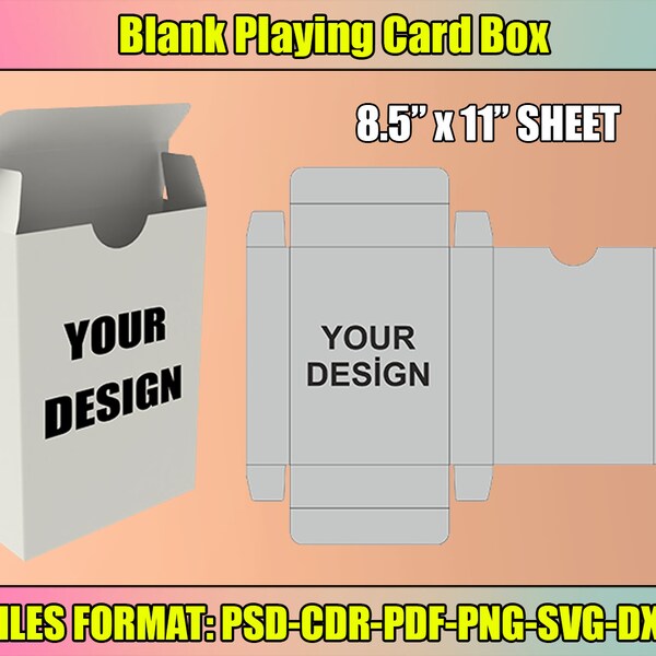 Blank Playing Card Box Template Svg, Poker Card Box Template, Cut Files, Trading Card Box Template, Editable Template, Cricut Silhouette