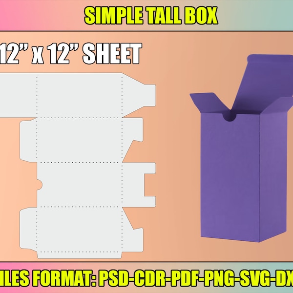 Tall Box SVG Template, Square Box SVG, Gift Box, Cricut Cut Files, Silhouette Cut Files, instant download