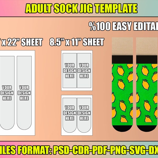 Sock Sublimation Template Etsy Sock Sublimation Template Etsy