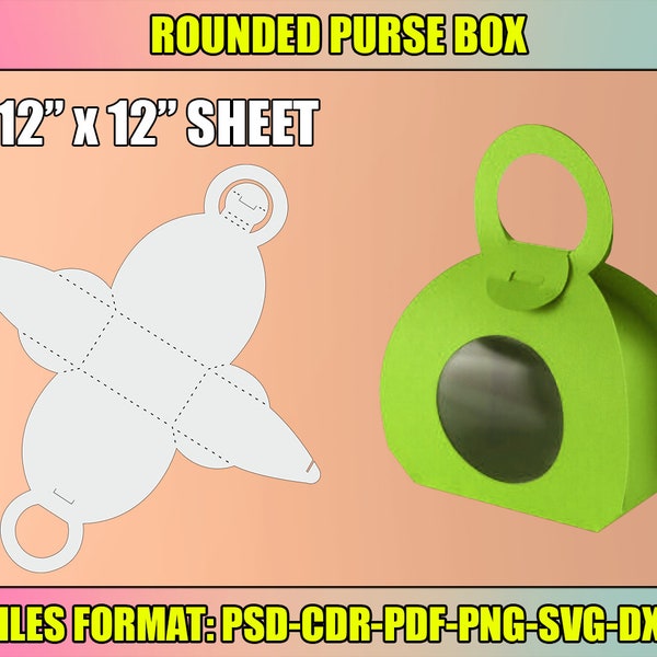 Purse Box SVG Template, Rounded Purse SVG, Gift Bag Template, Cricut Cut Files, Sihouette Cut Files, instant download