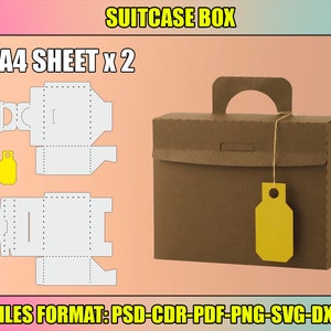 Suitcase Box Template, Briefcase Box Template, Suitcase Box SVG, Favor Box SVG, Cricut, Sihouette, Brother Cut Files, instant download