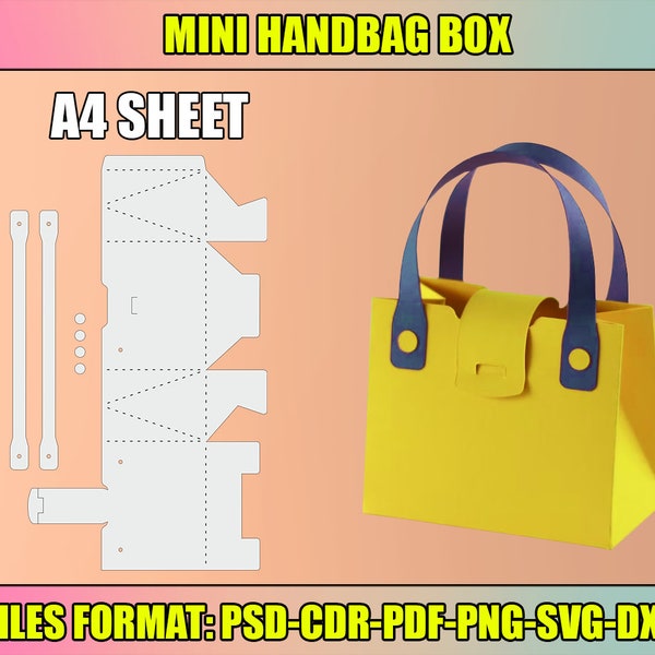 Handbag Box SVG Template, Purse Box Template, Favor Box SVG, Favor Bag SVG, Cricut Cut Files, Silhouette Cut Files, instant download