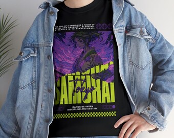 Anime Girl Samurai T-Shirt, Japanese Streetwear, Manga Graphic Tee