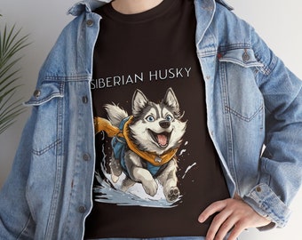 T-shirt graphique Siberian Husky - T-shirt unisexe pour les amoureux des chiens