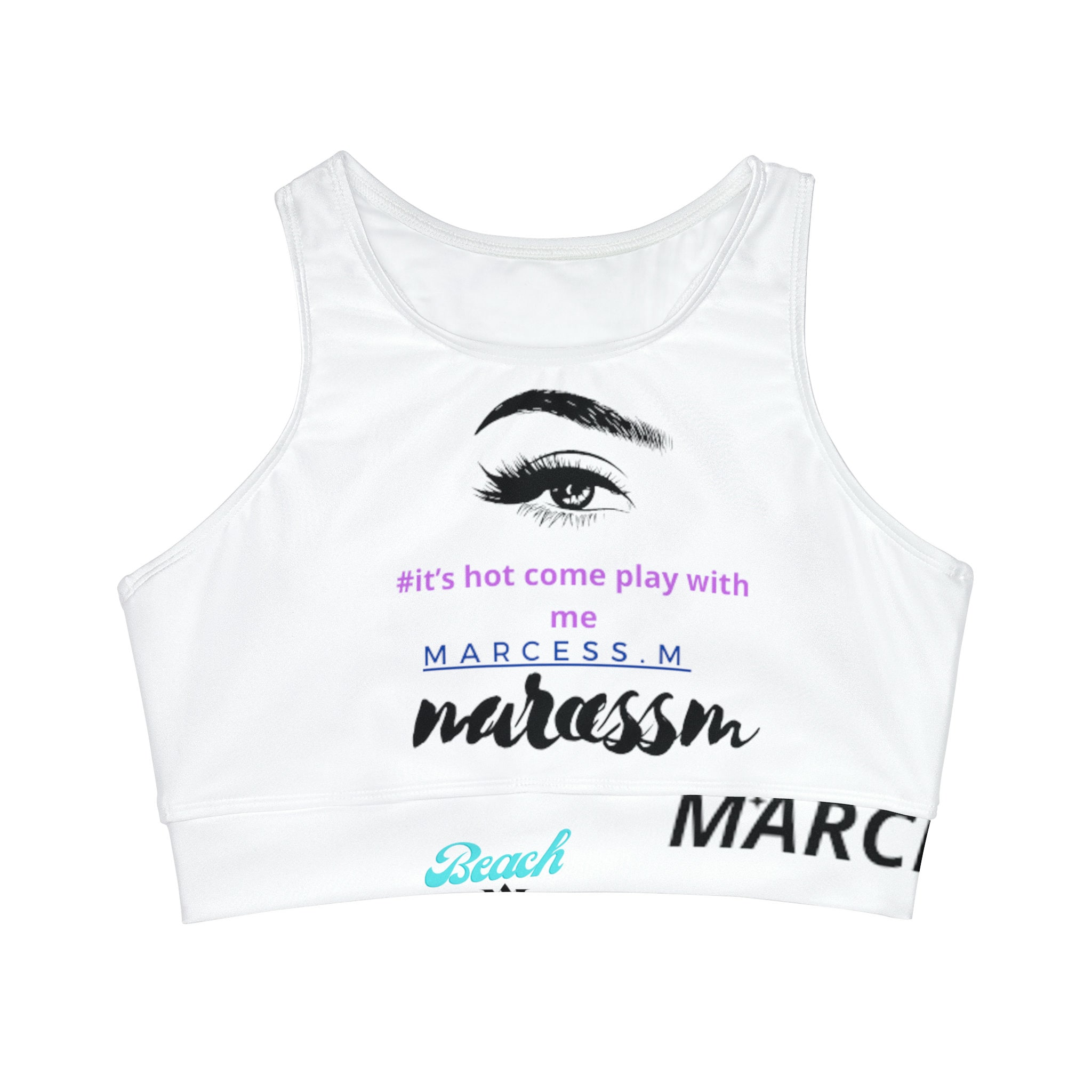 Sporti Active High Neck Crop Bikini Top - Open Back Swimsuit With Removable Cups