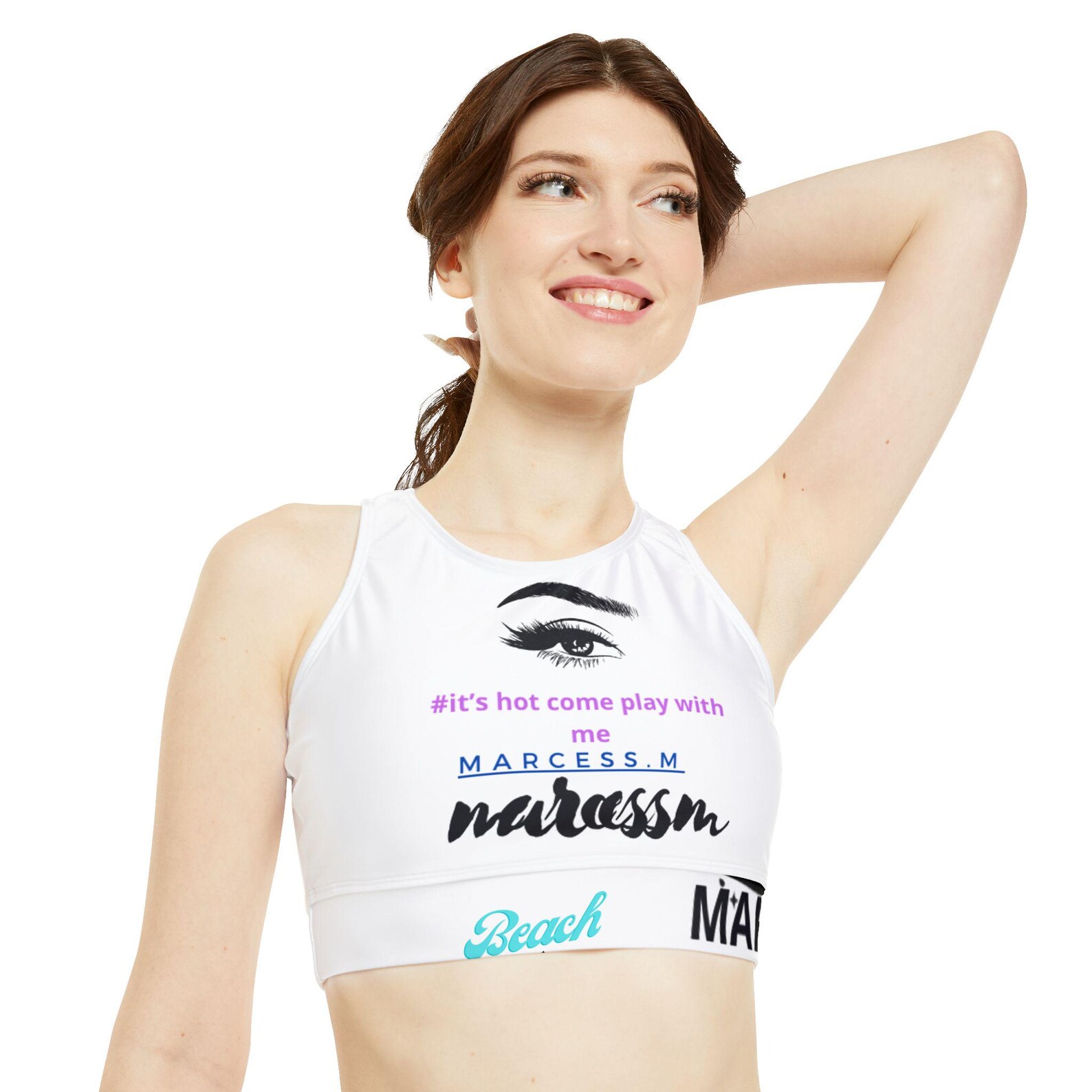 High Neck Crop Bikini Top (AOP) For