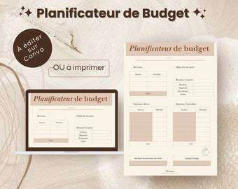 Planificateur de Budget Français annuel non daté, Budget Planner à éditer sur Canva, suivi financier mensuel et annuel