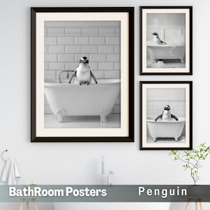 Penguins in a Vintage Bathtub Adorable penguins in Tub Digital Download Bathroom Printable Wall Art penguin Art Bathroom Art Print Decor