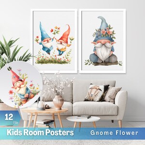 Kabouters bloem clipart 12 hoge kwaliteit PNG SVG kwekerij kunst digitale download schattige gnome clipart digitale papier ambachtelijke lente kabouters clipart kunst
