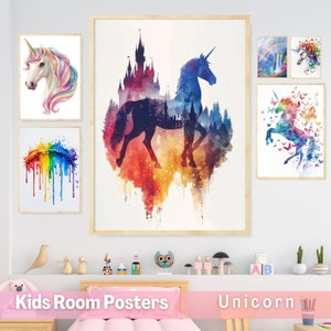 Unicorn Nursery Wall Art Printable Unicorn wall art set Printable Nursery Decor Unicorn Prints for Kids Room Decor Girls room decor