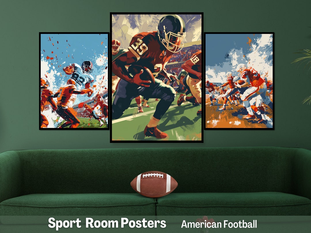 Personalized Football Wall Art Poster Set of 5 (PNG Download) - Etsy