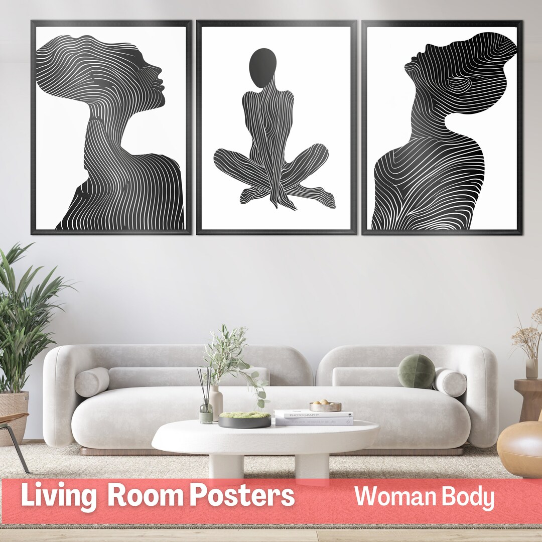 Women Line Wall Art Metal Set of 3 Women Wall Decor Minimalist Line Art ...