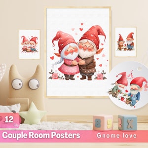 Set van 12 schattige Gnome paar Valentines bundel PNG SVG digitale print Gnome sublimatie voor Gnome shirts mokken cadeau voor vriendin en familie
