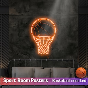 Basketball neon Led Sign Set of 5 Ball Led Wall Art Sign RGB Metal Wall Led Decor NBA Legend Led Sign Gift for Boyfriend Art Game Room Decor