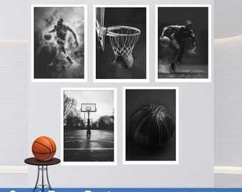 Basketball Art Prints, Set of 5, Boys Room Decor (Digital Download)