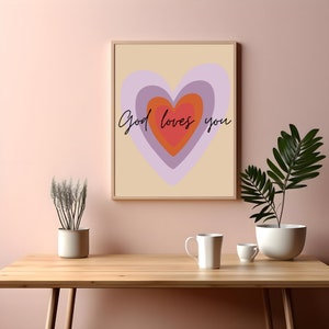 Carteles cristianos, Dios te ama, El amor de Dios, motivación, Biblia, decoración, Jesús, A2, A3, A4