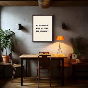 Carteles cristianos, Por Su Poder, para su Gloria, El amor de Dios, motivación, Biblia, decoración, Jesús, A2, A3, A4