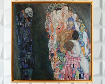 Gustav Klimt Death and Life Canvas Wall Art – Symbolist Art Nouveau Masterpiece