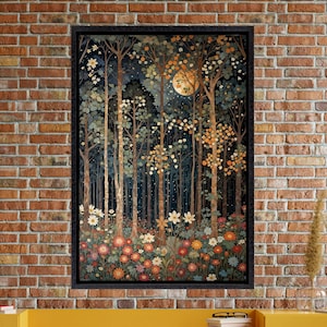 Klimt William Morris Style Canvas Art: Flower Garden Surrealism Painting