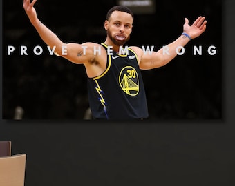 Steph Curry motiverende canvas muurkunst – Bewijs het verkeerde citaat, basketbal kantoordecor, luxe woondecoratie