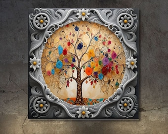 Keltischer Baum des Lebens Leinwanddruck: Glasmalerei Nordische Kunst