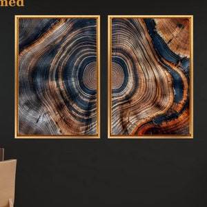 Set Of 2 Tree Ring Canvas, Wood Crack Abstract Canvas Print ,Modern Trendy Wall Art, Extra Large Wall Art Wood Texture Wall Decor CANVAS art