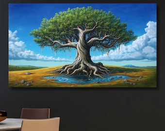 Gustav Klimt Style Tree of Life Canvas Wall Art, Extra Large Framed Wall Decor, Golden Art Nouveau Print, Klimt Style Abstract Wall Hangings