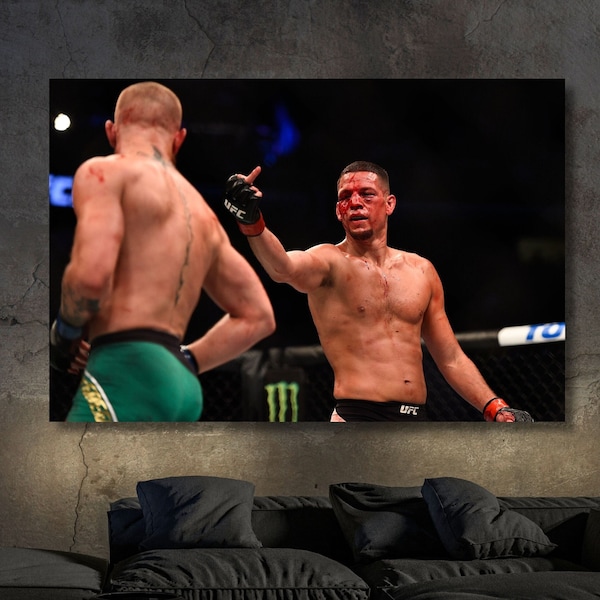 Nate Diaz Canvas Wall Art,Nate Diaz Poster,Nate Diaz Legendary Kick Print, Nate Diaz UFC Poster, UFC Wall Art, Man Cave , Ready To Hang