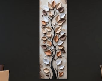 Cuadro de árbol alto y estrecho: decoración de pared moderna enmarcada