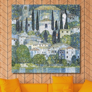 Church in Cassone Italy By Gustav Klimt Canvas Wall Art Extra Large Canvas Wall Art Gustav Klimt Print Art Klimt Reproduction Ready To Hang