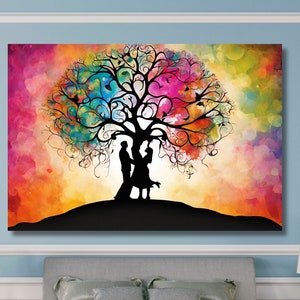 Love Tree of Life Canvas Wall Art Albero della vita Wall Art, Poster dell'albero della vita Albero della vita autunnale, Stampa artistica dell'amore, Arte della mitologia norrena