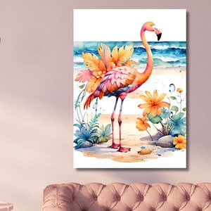 Flamingo watercolor painting print Canvas Wall Art Flamingo Painting Flamingo Wall Art Ready To Hang Flamingo Art Pink Flamingo Wall Decor