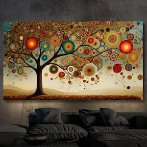 Albero della vita Gustav Klimt Canvas Wall Art, Albero della vita incorniciato Wall Art, Albero della vita Poster, Extra Large Wall Art Albero della vita Pronto da appendere