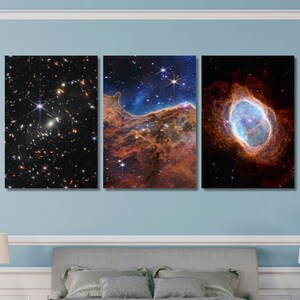 Set of 3 Nasa Canvas Wall Art Nasa Wall Art Exhibition Art James Webb Space Telescope First Images, Carina Nebula Canvas Print Gift NASA art