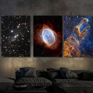 Set of 3 Nasa Canvas Wall Art Nasa Wall Art Exhibition Art James Webb Space Telescope First Images, Carina Nebula Canvas Print Gift NASA art