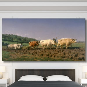 Ploughing in the Nivernais (1849) by Rosa Bonheur Canvas Wall Art  Bonheur Gallery Roll of canvas Framed Giclee Wall Art Rosa Bonheur Print