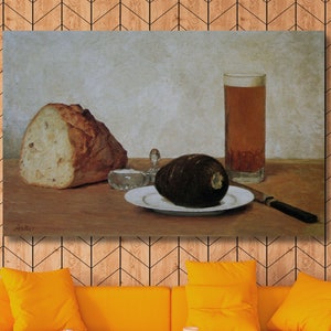 Albert Anker Beer Bread radish Canvas Wall Art Ready To Hang Albert Anker art, ready to hang, Girl decor, Girl and cat, room decor art