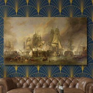The Battle of Trafalgar Painting by William Clarkson Stanfield Art  Reproduction Art Battle of Trafalgar art prints, Historical Painting