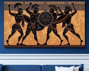 Ancient Greek Warriors Canvas Poster – Spartan Art Print, Huge Canvas Wall Decor for Home
