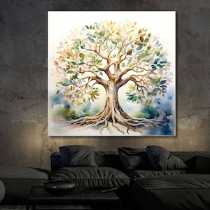 Yggdrasil Tree of Life Canvas Wall Art Mystical Landscape Wall Art Mandala Poster,Celtic Fine Art Print,Norse Mythology Art Spiritual canvas