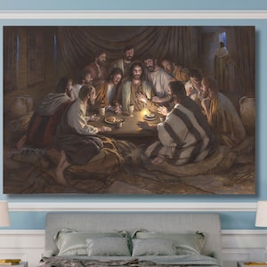Jesus Christ Last Supper Canvas Wall Art Last Supper Print, Religious Wall Decor, Bible Art Print, Christian Art, Jesus Painting Home decor