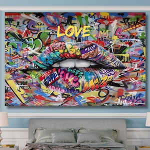 Banksy Couple Canvas Wall Art Canvas Design Ready To Hang Decoration Trendy Graffiti Canvas Art Graffiti Wall Art Street Art Pop Art Banksy