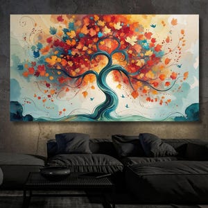 Tree of Life Canvas Art: Celtic Norse Mythology Watercolor Painting