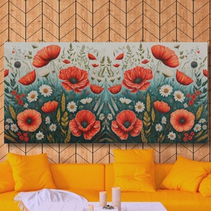 Wildflowers Canvas Wall Art,Colourful Watercolour Flowers Modern Design Home Decor, Canvas Print Wall Art Picture Floral Canvas Wall Art