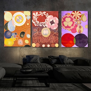 Set Of 3 Hilma af Klint Canvas Wall Art Hilma af Klint Reproduction, Hilma af Klint Reproduction, Hilma af Klint Valentine&#39;s Day Gift Klint