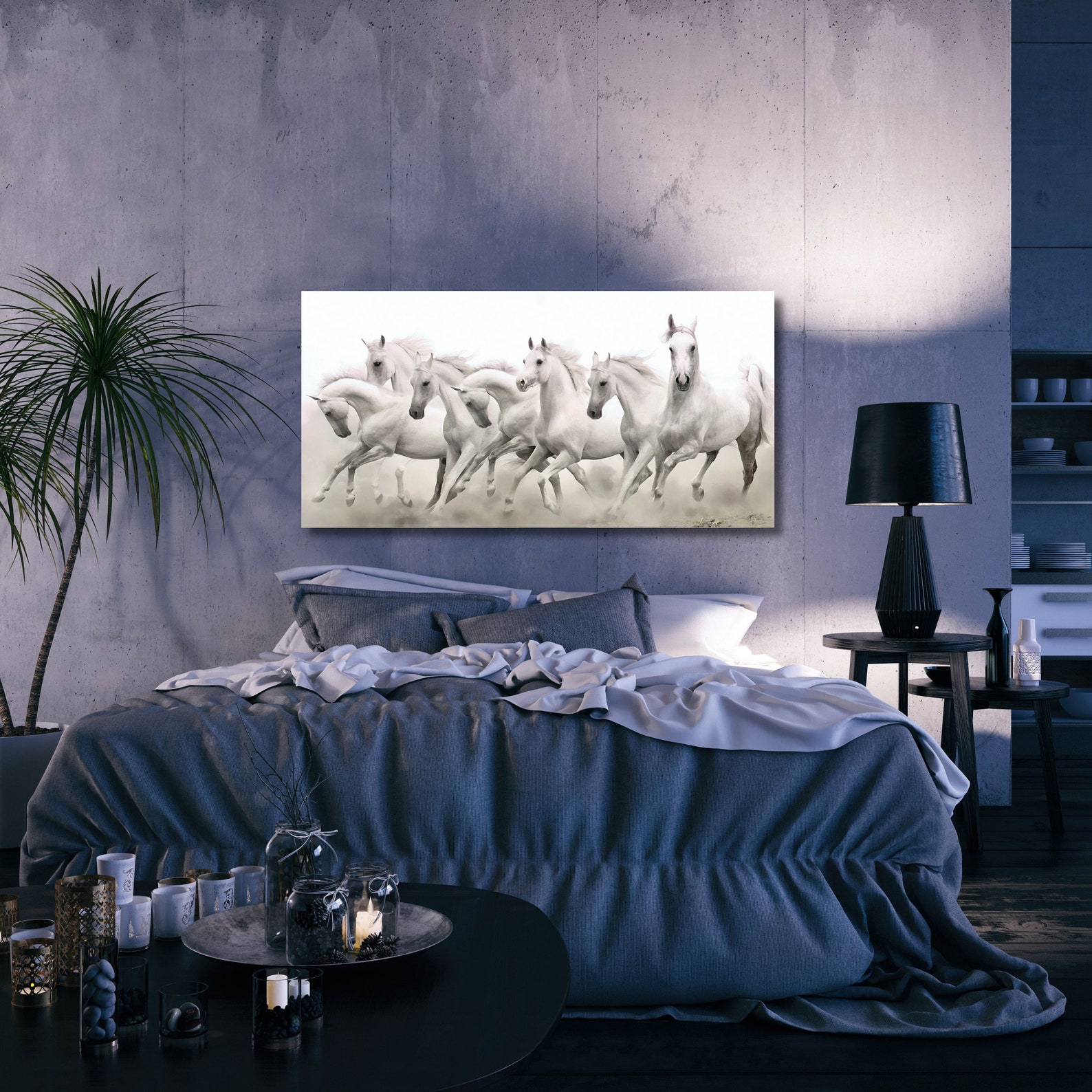 White Horses Canvas Wall Art: Extra Large Framed Print - Etsy